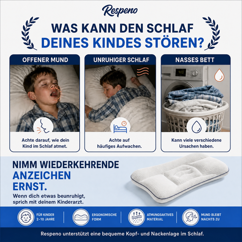 Respeno Ruhiger Schlaf™ - ergonomisches Kinderkissen für 2-10 Jahre