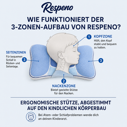 Respeno Ruhiger Schlaf™ - ergonomisches Kinderkissen für 2-10 Jahre